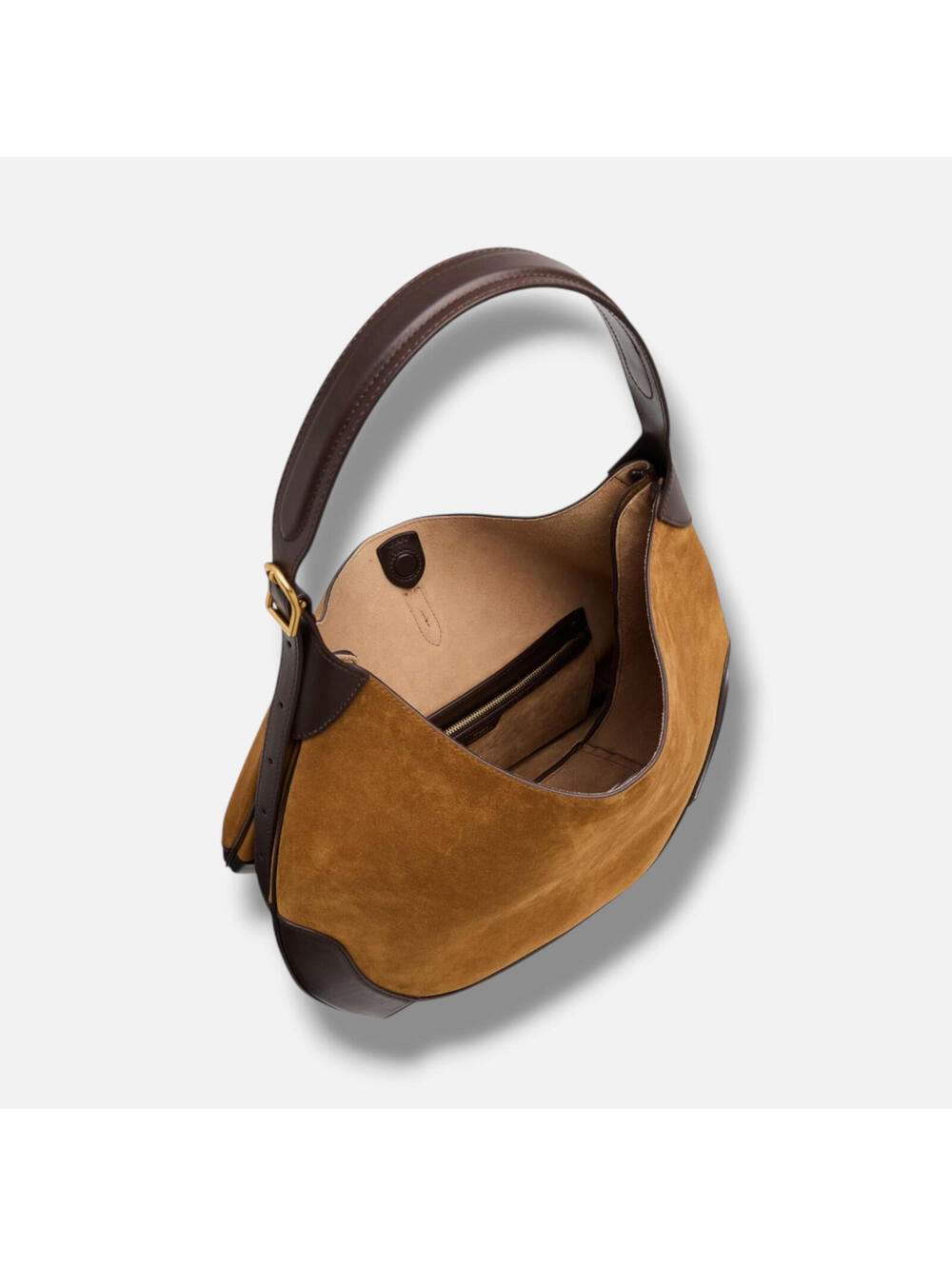 Polo ID Ralph Lauren Women's Brown Suede Large Shoulder Bag - Picture 3 of 7